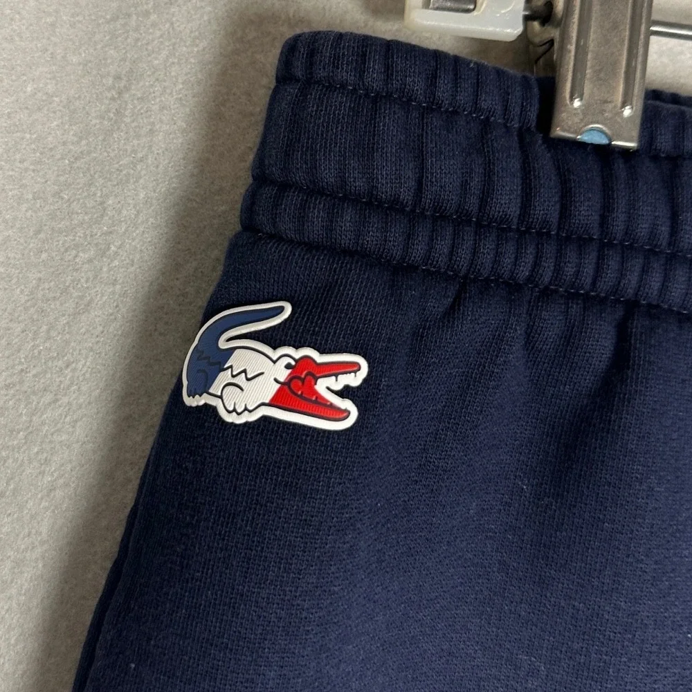 Lacoste Sport Pants Men XL Navy Blue Fleece Jogger Sweatpants Tricolor Croc Logo